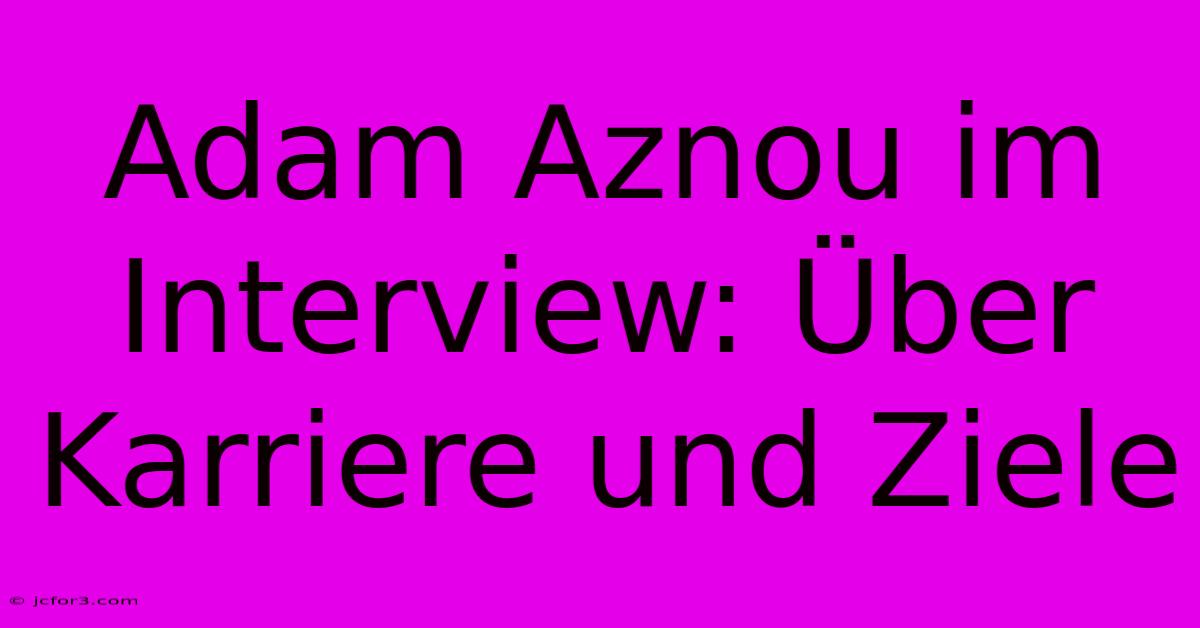 Adam Aznou Im Interview: Über Karriere Und Ziele