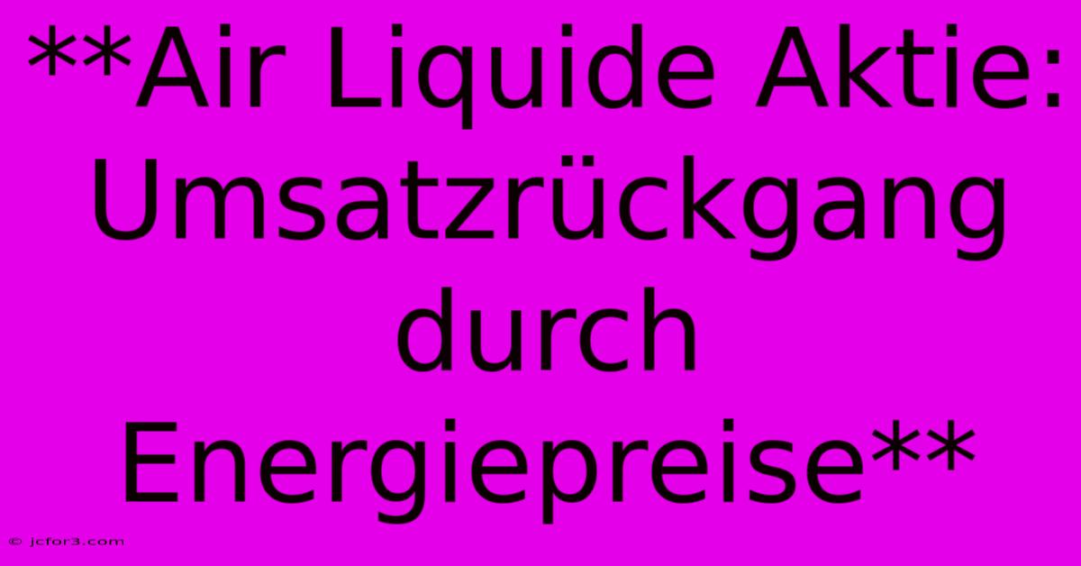 **Air Liquide Aktie: Umsatzrückgang Durch Energiepreise**