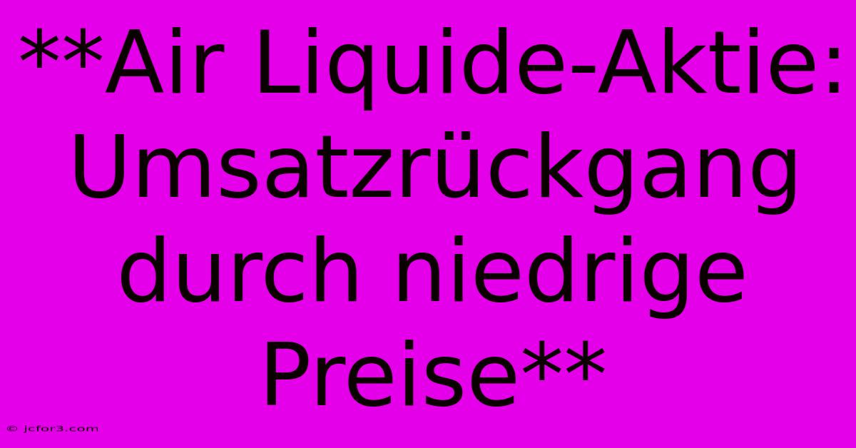 **Air Liquide-Aktie: Umsatzrückgang Durch Niedrige Preise** 