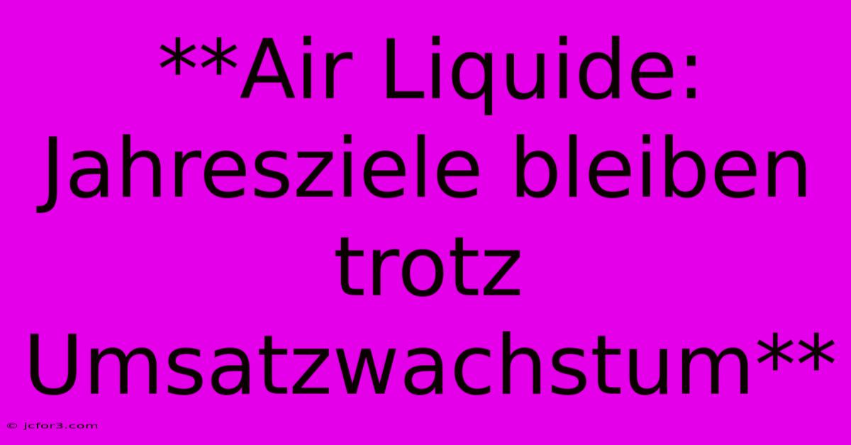 **Air Liquide: Jahresziele Bleiben Trotz Umsatzwachstum**