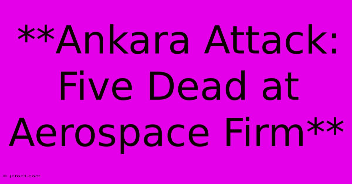 **Ankara Attack: Five Dead At Aerospace Firm**