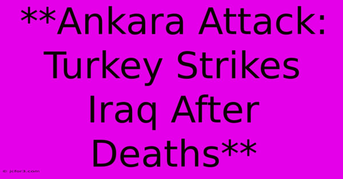 **Ankara Attack: Turkey Strikes Iraq After Deaths**