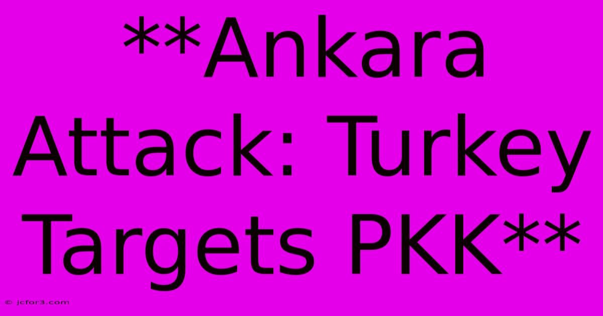 **Ankara Attack: Turkey Targets PKK**