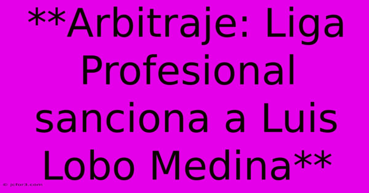 **Arbitraje: Liga Profesional Sanciona A Luis Lobo Medina**