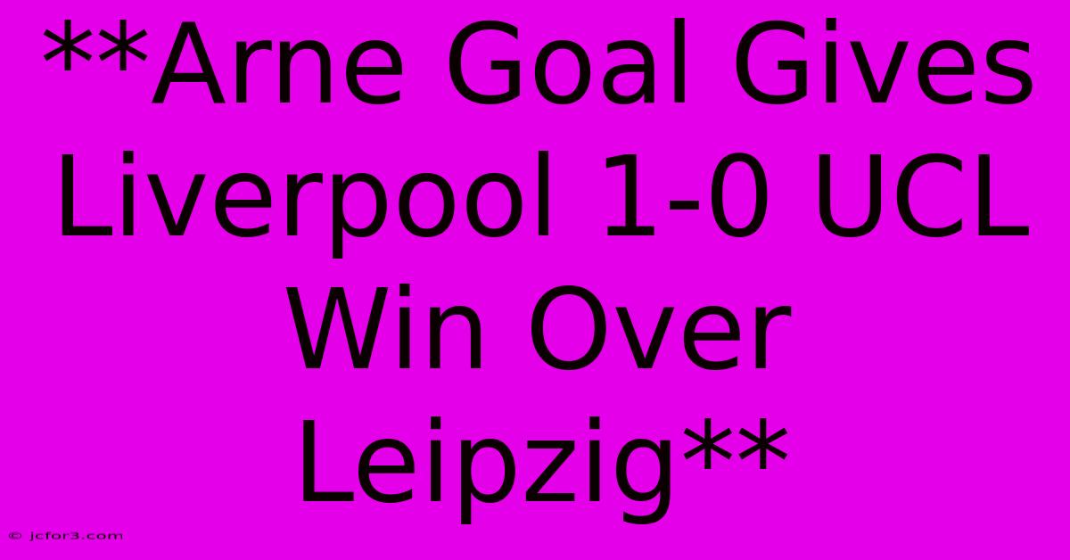 **Arne Goal Gives Liverpool 1-0 UCL Win Over Leipzig**