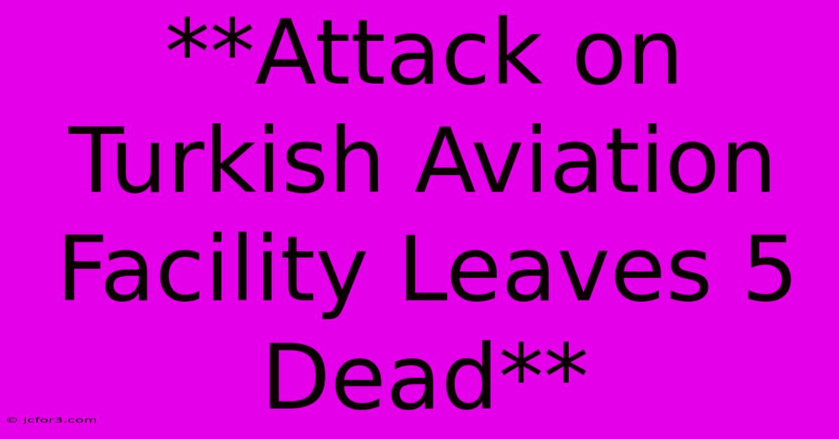 **Attack On Turkish Aviation Facility Leaves 5 Dead**