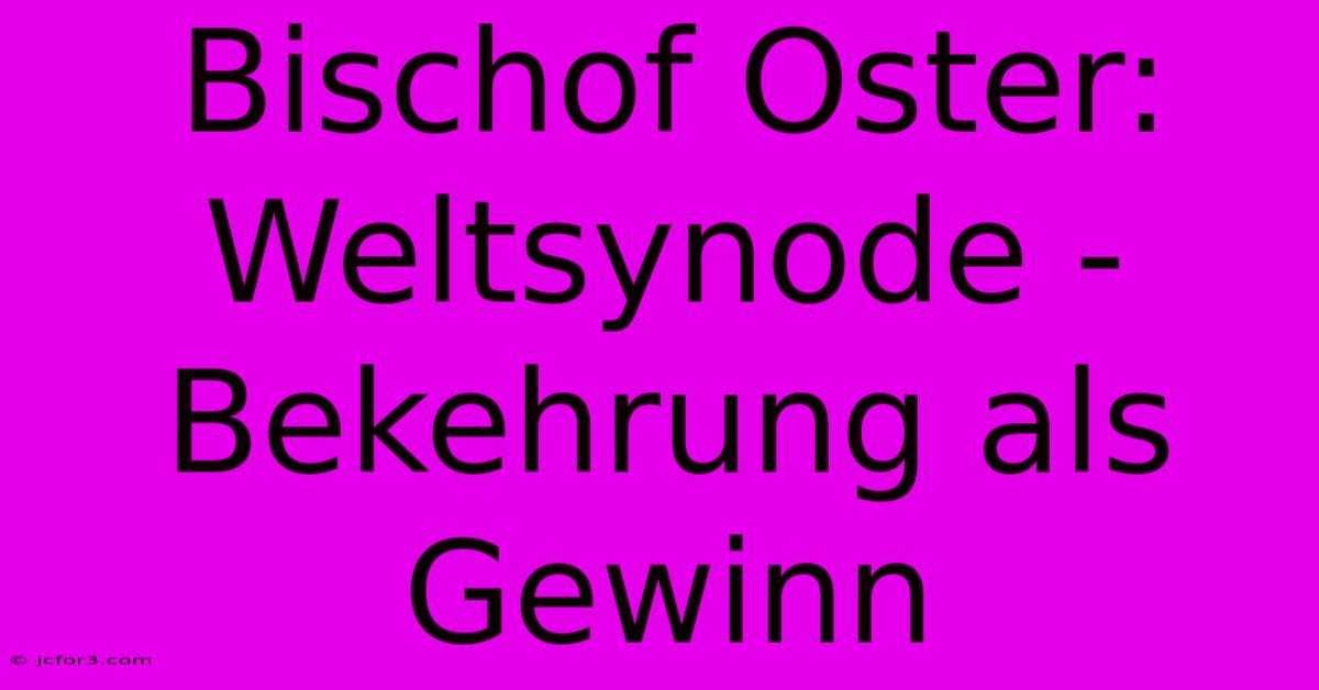 Bischof Oster: Weltsynode - Bekehrung Als Gewinn