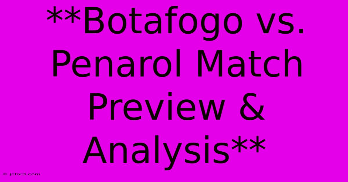 **Botafogo Vs. Penarol Match Preview & Analysis**