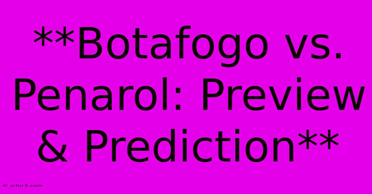 **Botafogo Vs. Penarol: Preview & Prediction**