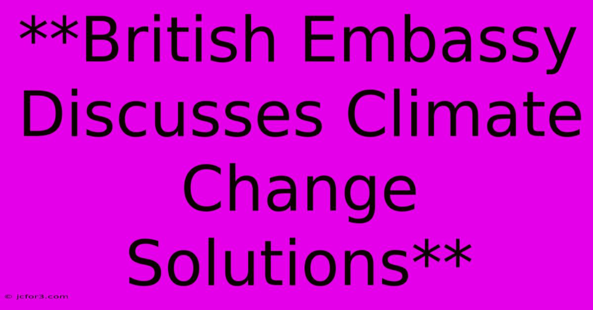 **British Embassy Discusses Climate Change Solutions** 