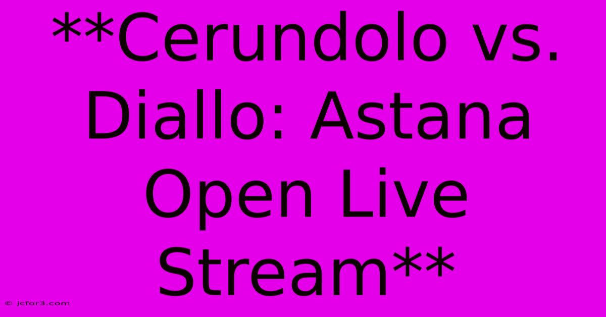 **Cerundolo Vs. Diallo: Astana Open Live Stream**