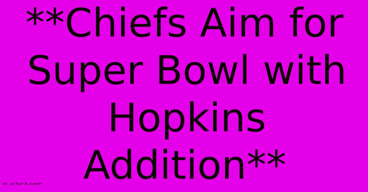 **Chiefs Aim For Super Bowl With Hopkins Addition**