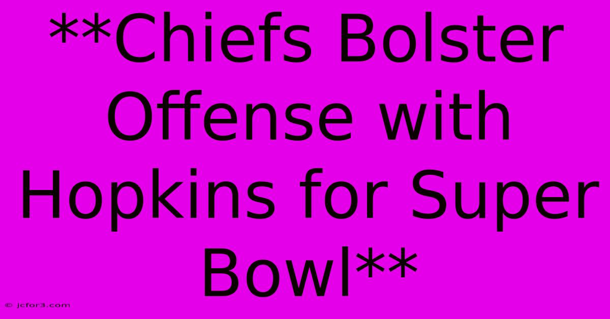 **Chiefs Bolster Offense With Hopkins For Super Bowl**