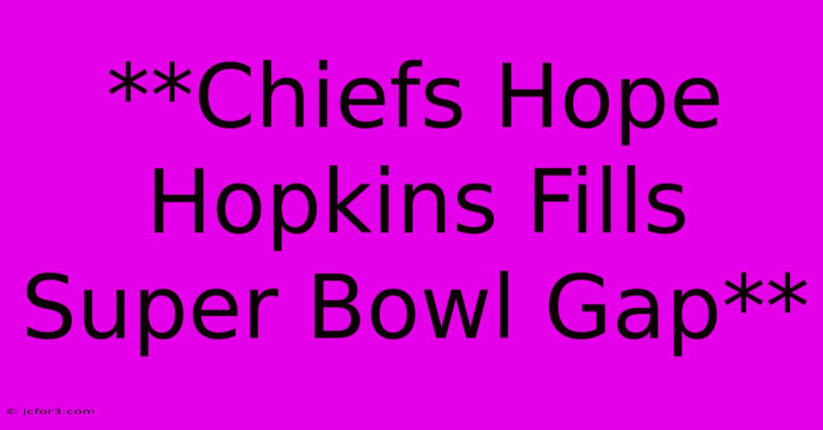 **Chiefs Hope Hopkins Fills Super Bowl Gap**