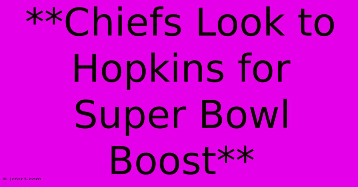 **Chiefs Look To Hopkins For Super Bowl Boost** 