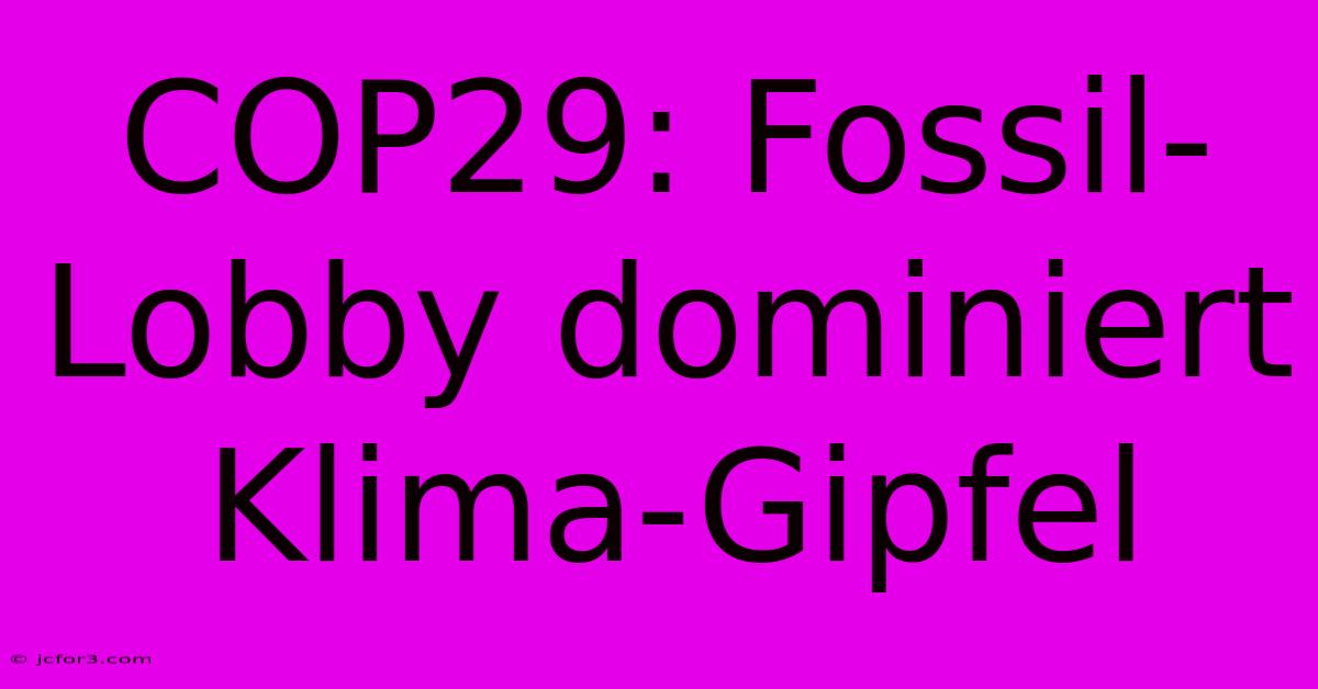 COP29: Fossil-Lobby Dominiert Klima-Gipfel