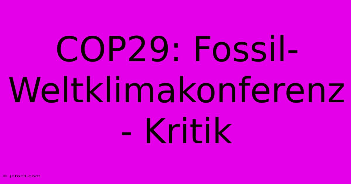 COP29: Fossil-Weltklimakonferenz - Kritik