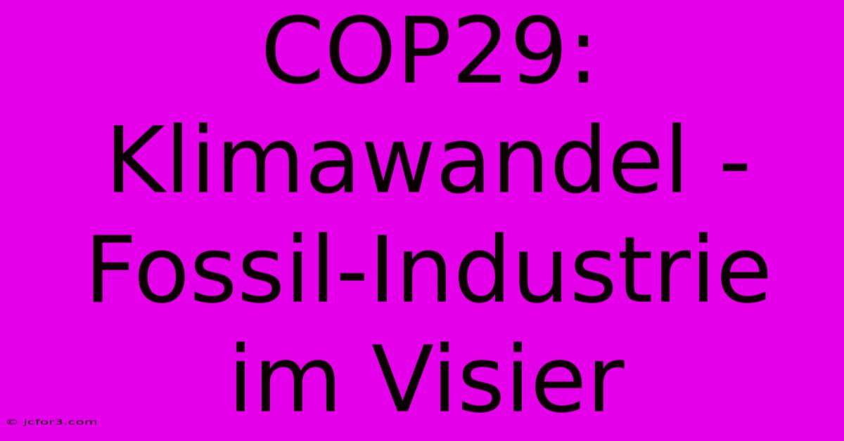 COP29: Klimawandel - Fossil-Industrie Im Visier 