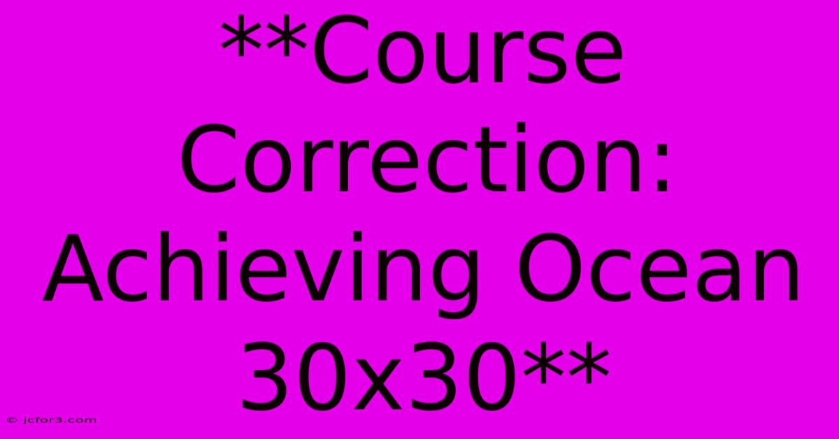 **Course Correction: Achieving Ocean 30x30** 