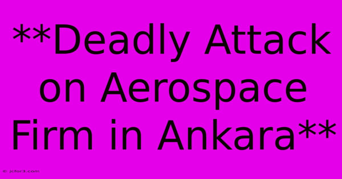 **Deadly Attack On Aerospace Firm In Ankara**