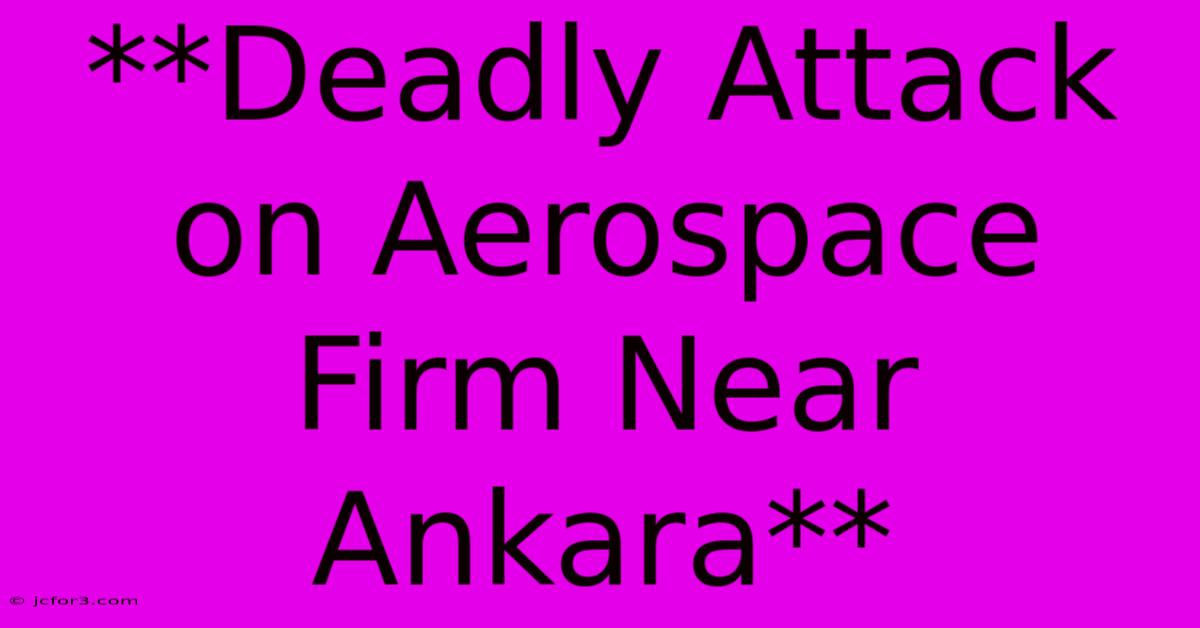 **Deadly Attack On Aerospace Firm Near Ankara** 