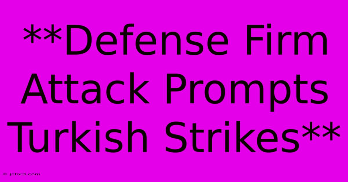 **Defense Firm Attack Prompts Turkish Strikes**