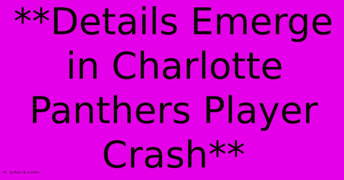 **Details Emerge In Charlotte Panthers Player Crash**