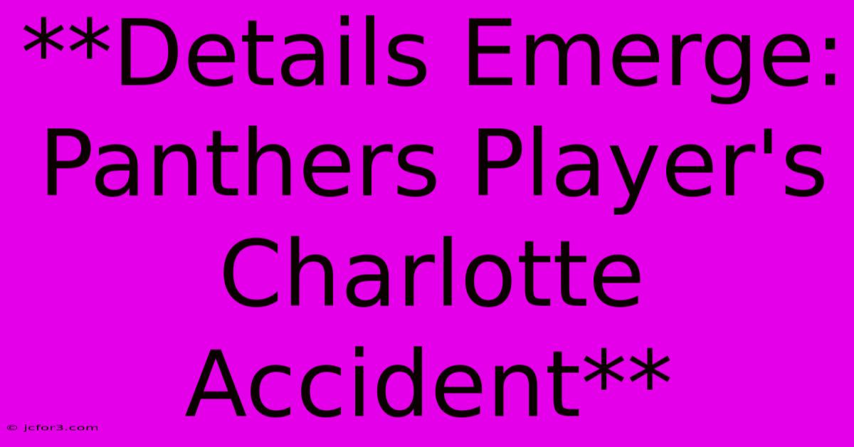 **Details Emerge: Panthers Player's Charlotte Accident**