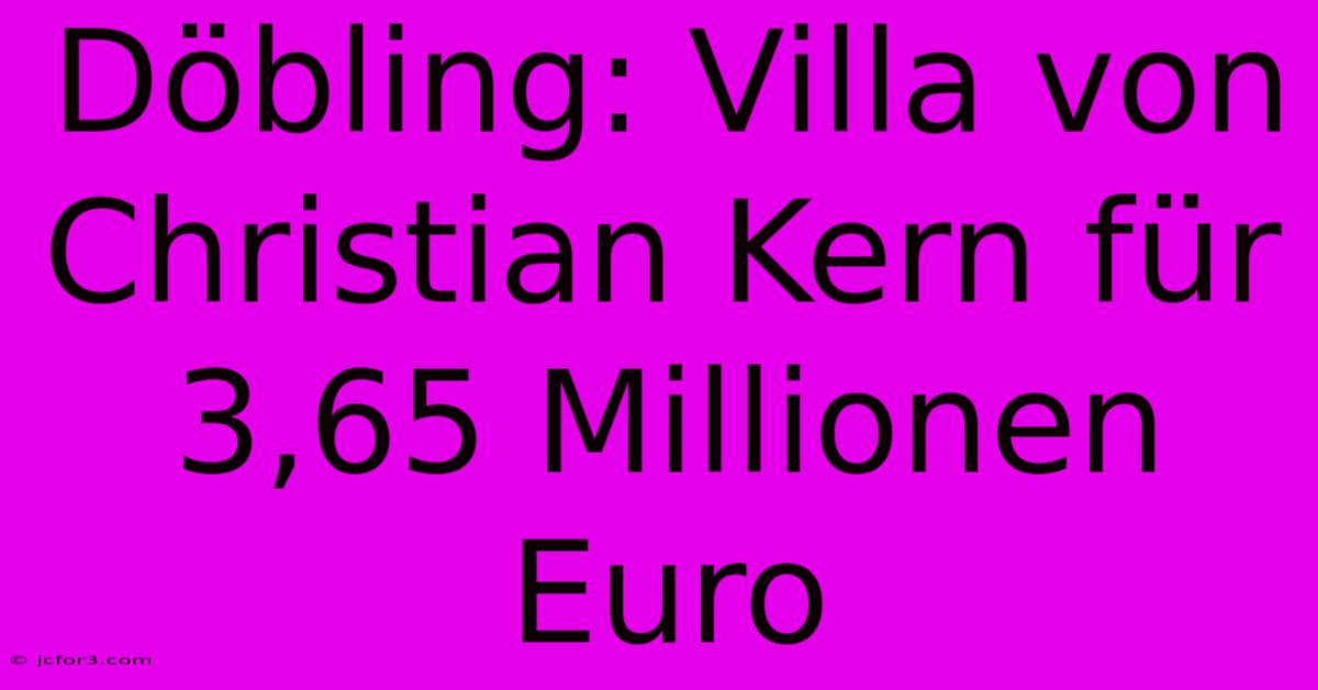 Döbling: Villa Von Christian Kern Für 3,65 Millionen Euro