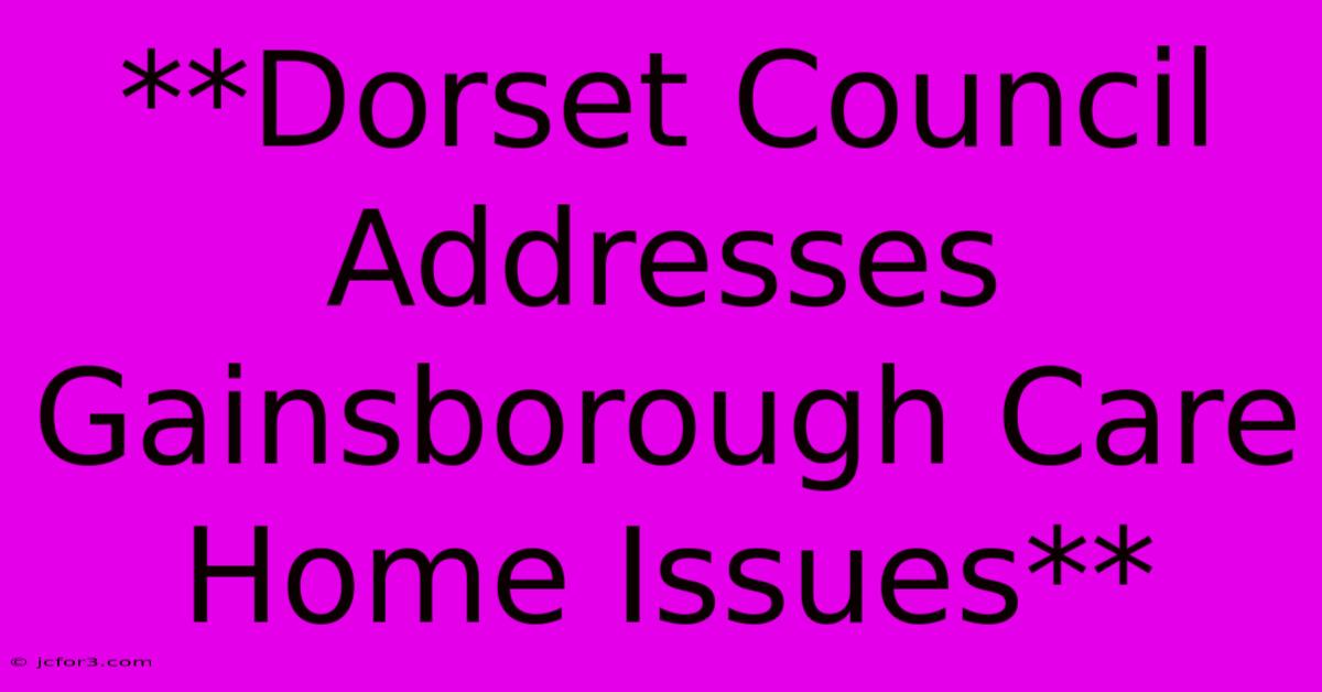 **Dorset Council Addresses Gainsborough Care Home Issues** 