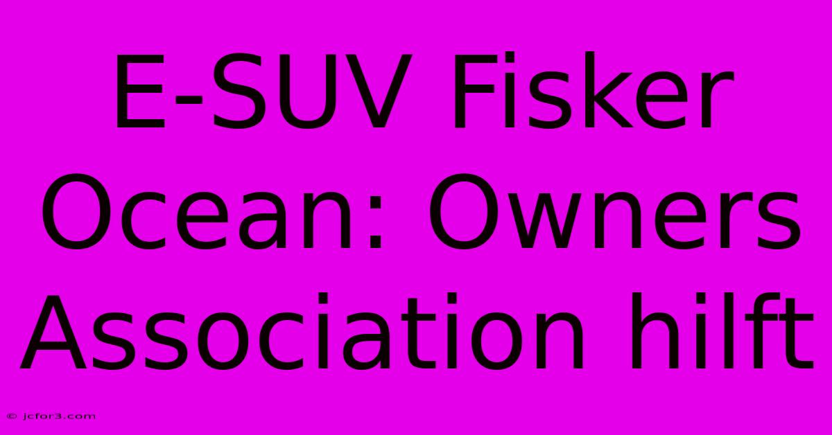 E-SUV Fisker Ocean: Owners Association Hilft