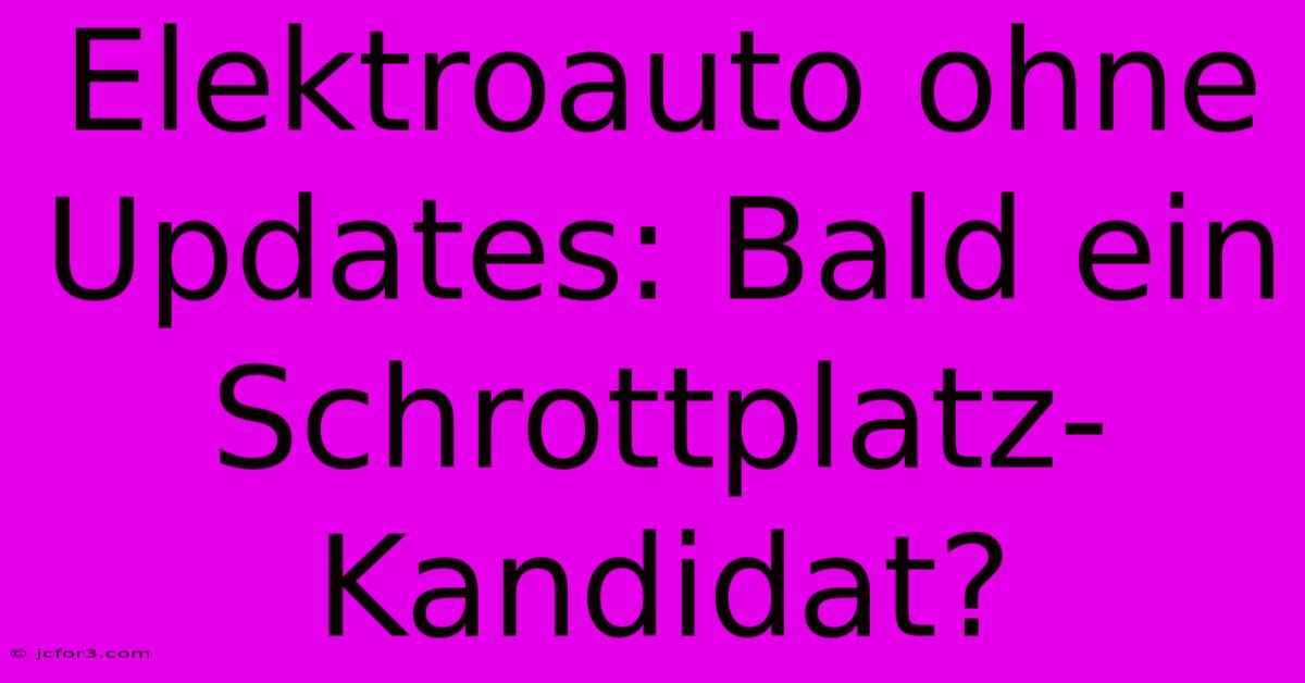 Elektroauto Ohne Updates: Bald Ein Schrottplatz-Kandidat?