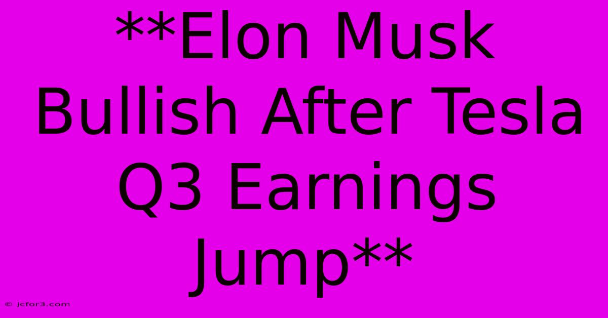 **Elon Musk Bullish After Tesla Q3 Earnings Jump**