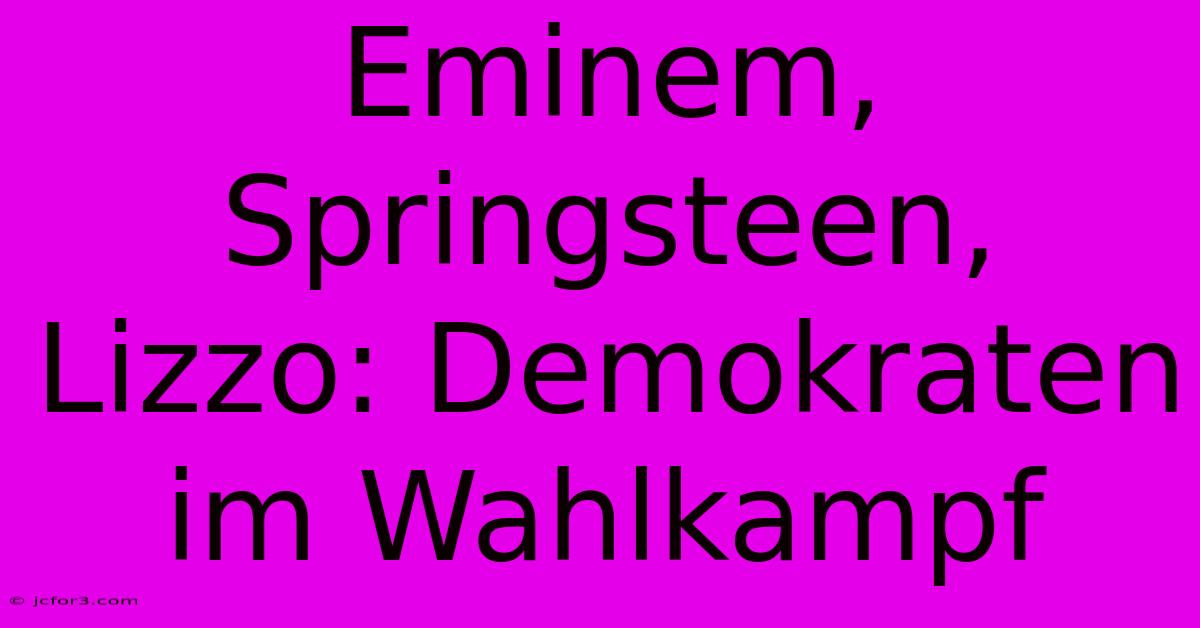 Eminem, Springsteen, Lizzo: Demokraten Im Wahlkampf