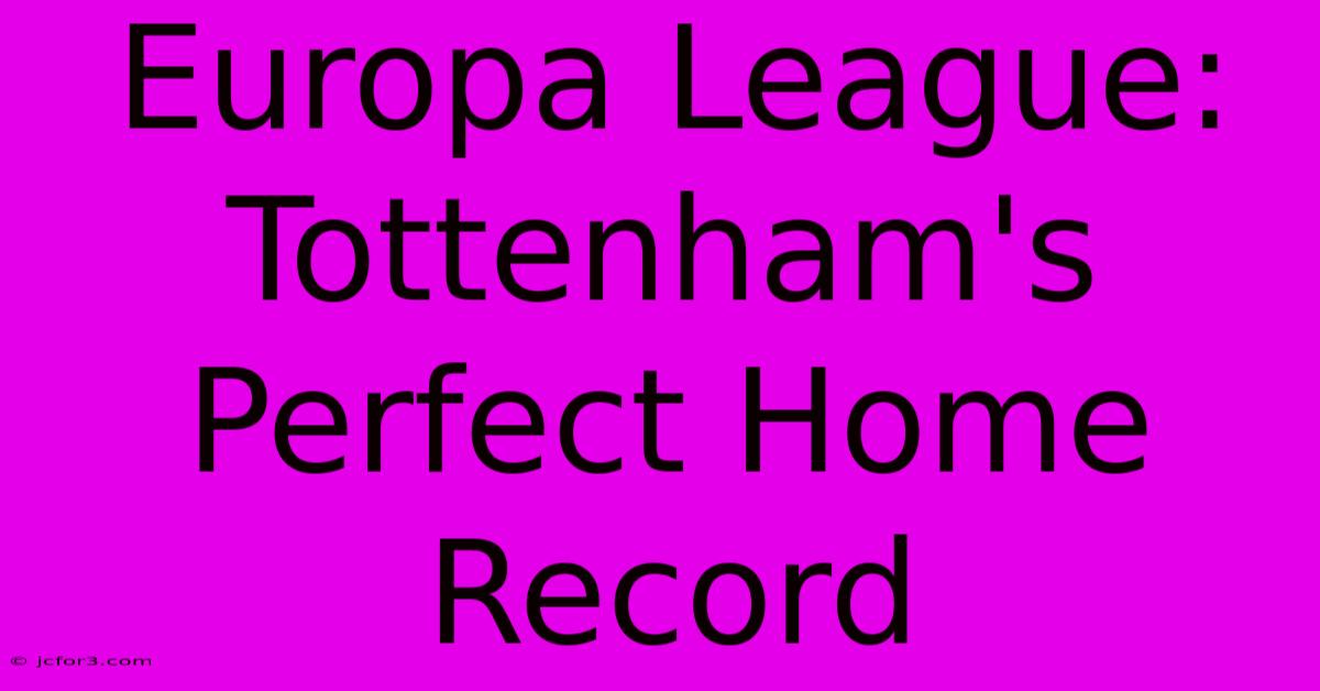 Europa League: Tottenham's Perfect Home Record 