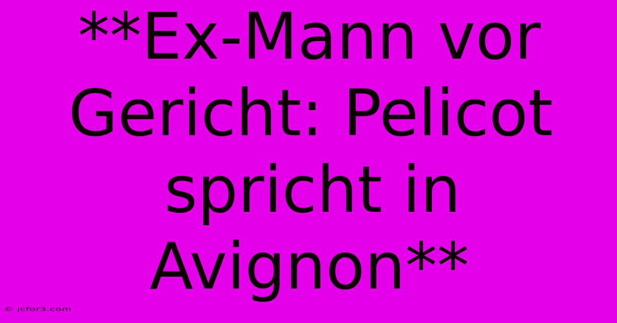 **Ex-Mann Vor Gericht: Pelicot Spricht In Avignon**