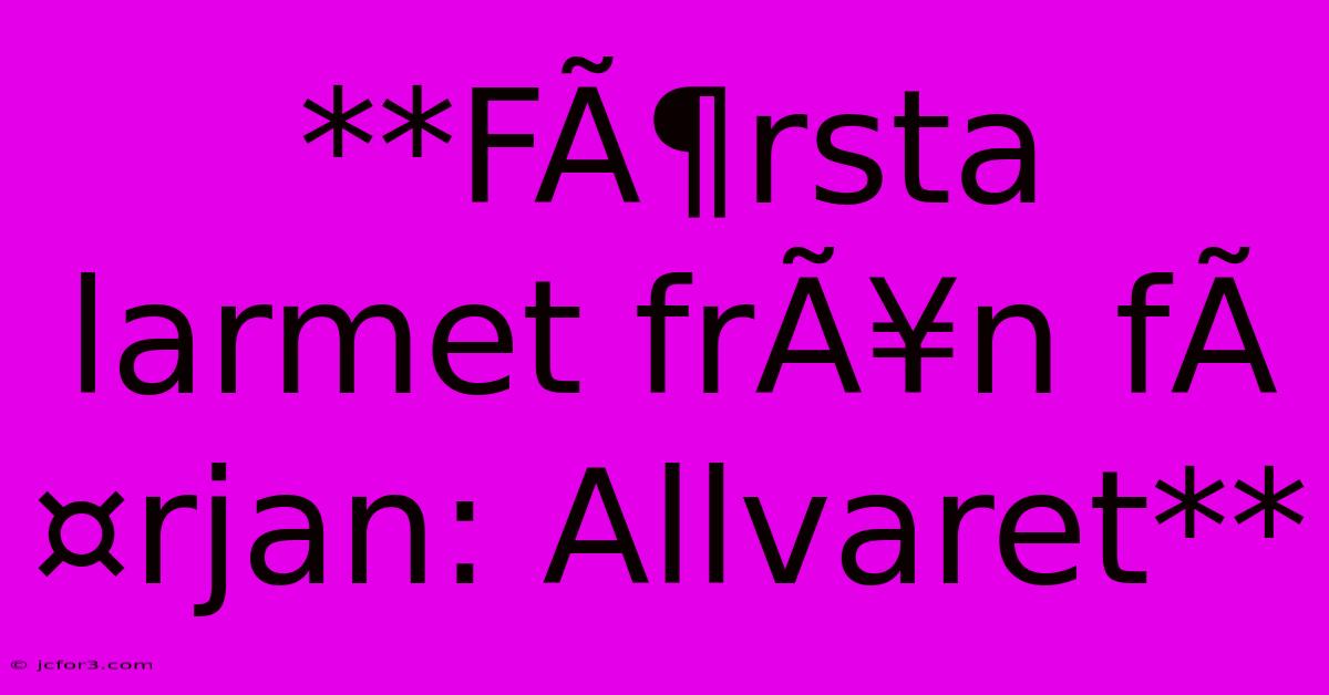 **FÃ¶rsta Larmet FrÃ¥n FÃ¤rjan: Allvaret**