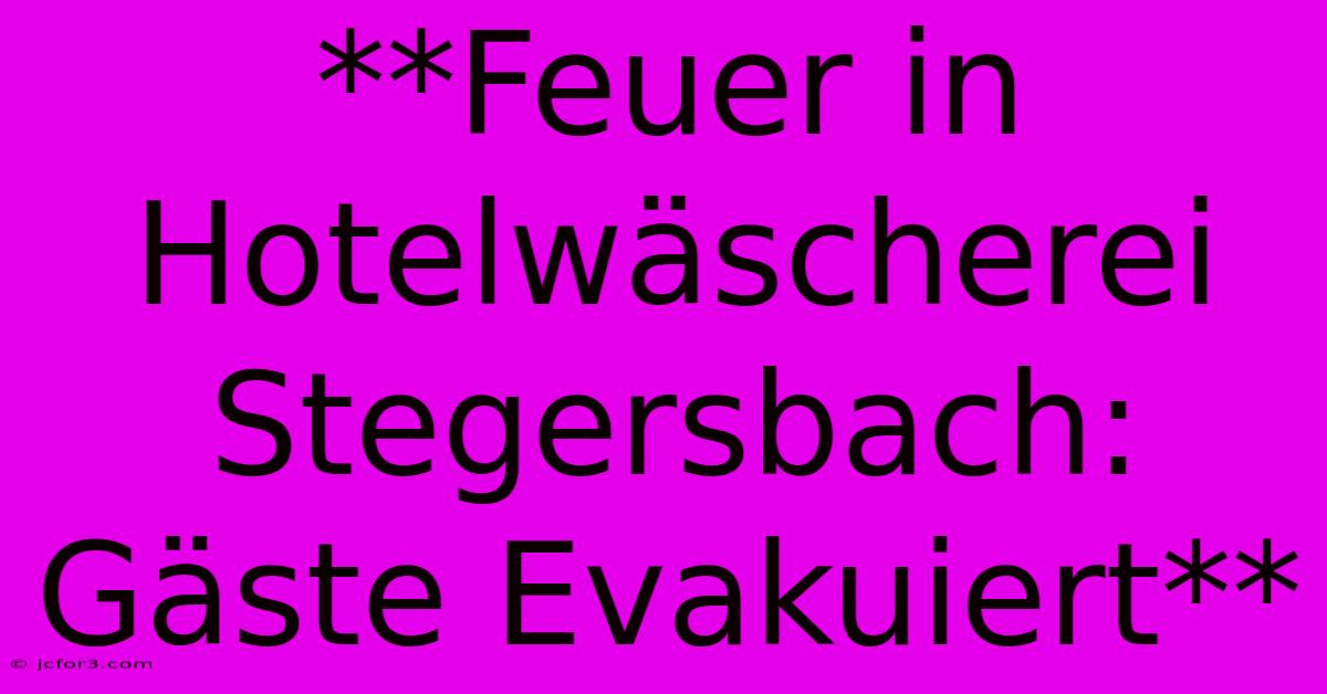 **Feuer In Hotelwäscherei Stegersbach: Gäste Evakuiert**