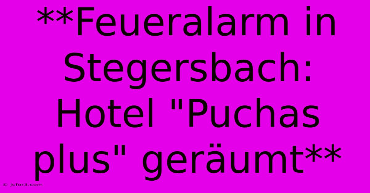 **Feueralarm In Stegersbach: Hotel 