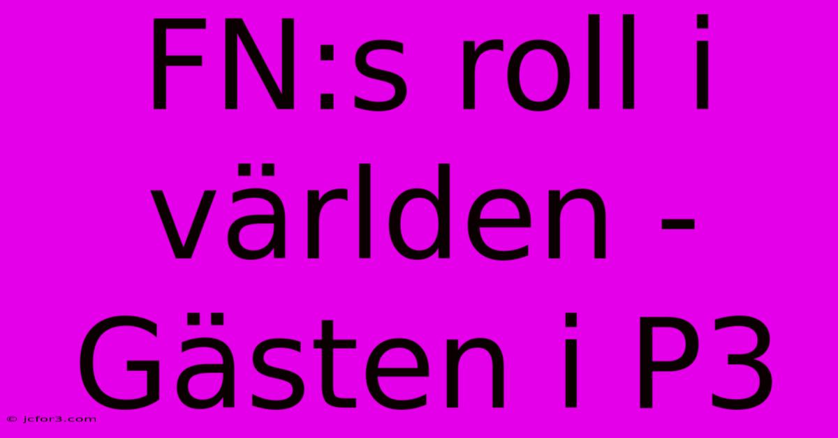 FN:s Roll I Världen - Gästen I P3