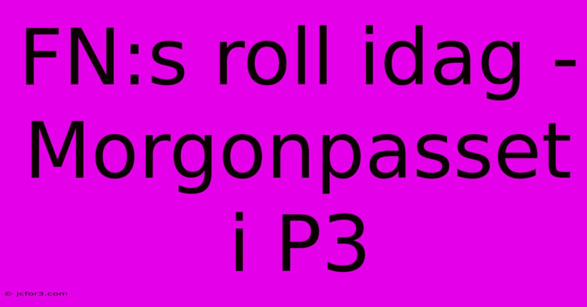 FN:s Roll Idag - Morgonpasset I P3