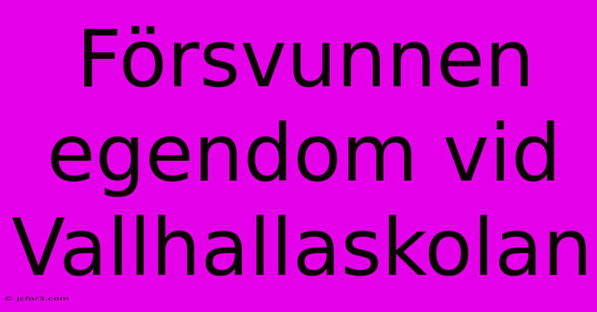 Försvunnen Egendom Vid Vallhallaskolan