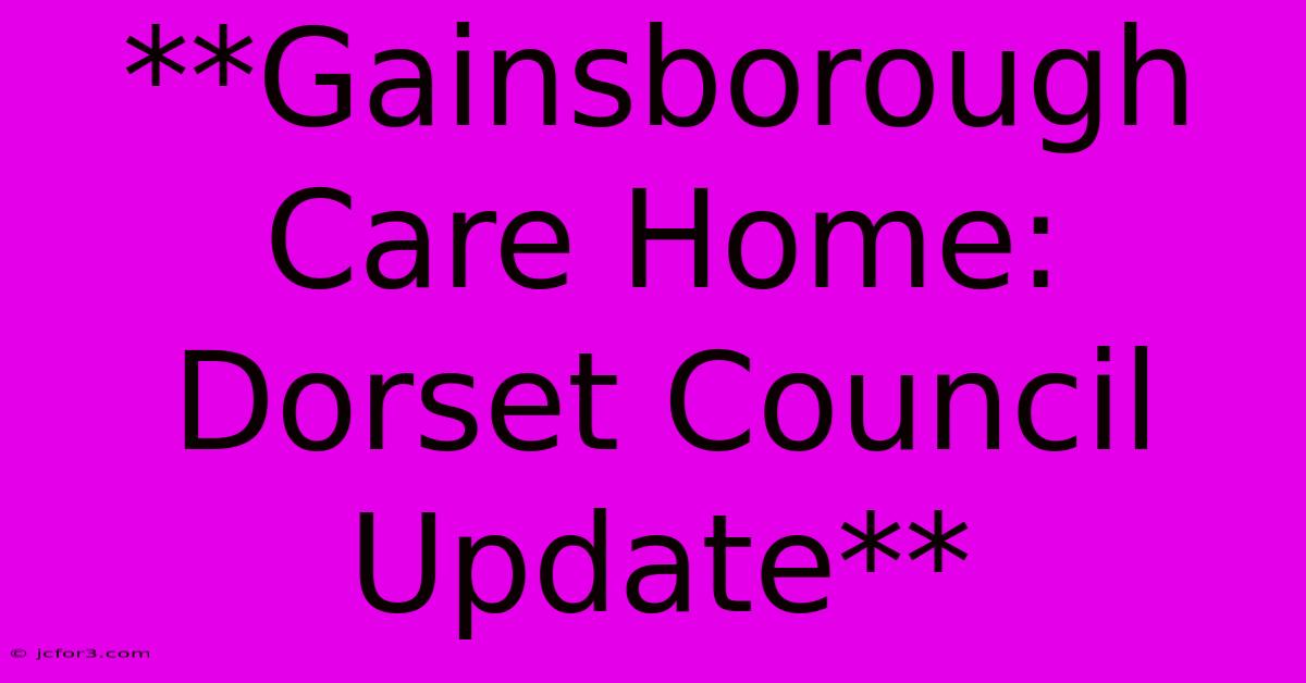 **Gainsborough Care Home: Dorset Council Update**