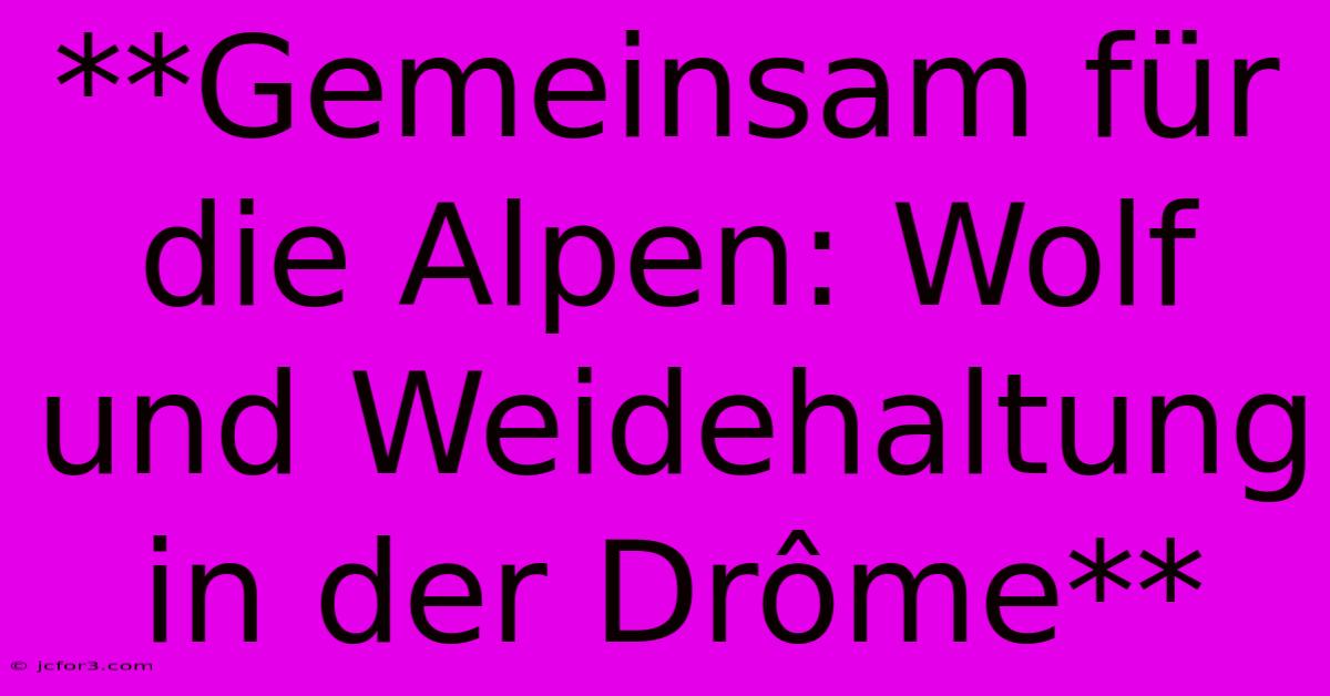 **Gemeinsam Für Die Alpen: Wolf Und Weidehaltung In Der Drôme**