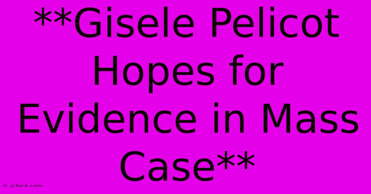 **Gisele Pelicot Hopes For Evidence In Mass Case**