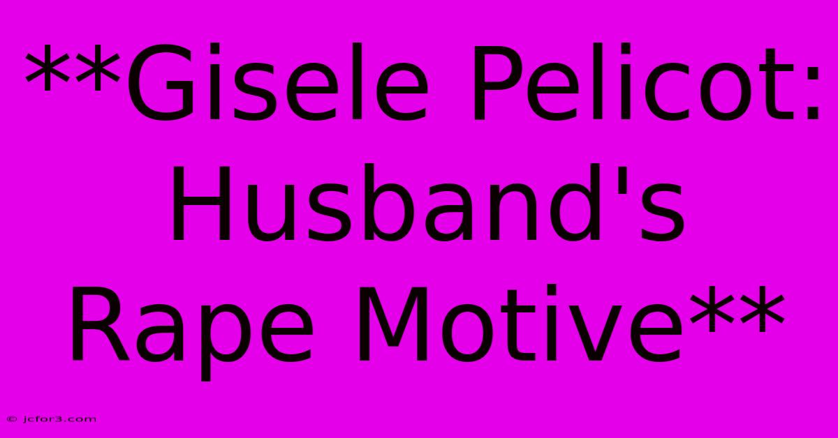 **Gisele Pelicot: Husband's Rape Motive**