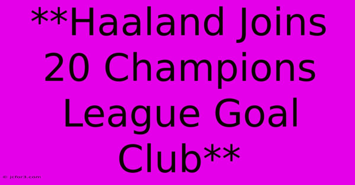 **Haaland Joins 20 Champions League Goal Club**