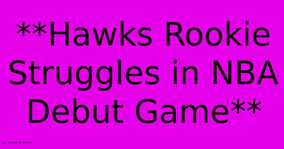 **Hawks Rookie Struggles In NBA Debut Game**