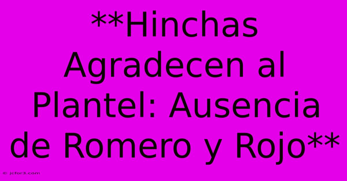 **Hinchas Agradecen Al Plantel: Ausencia De Romero Y Rojo**