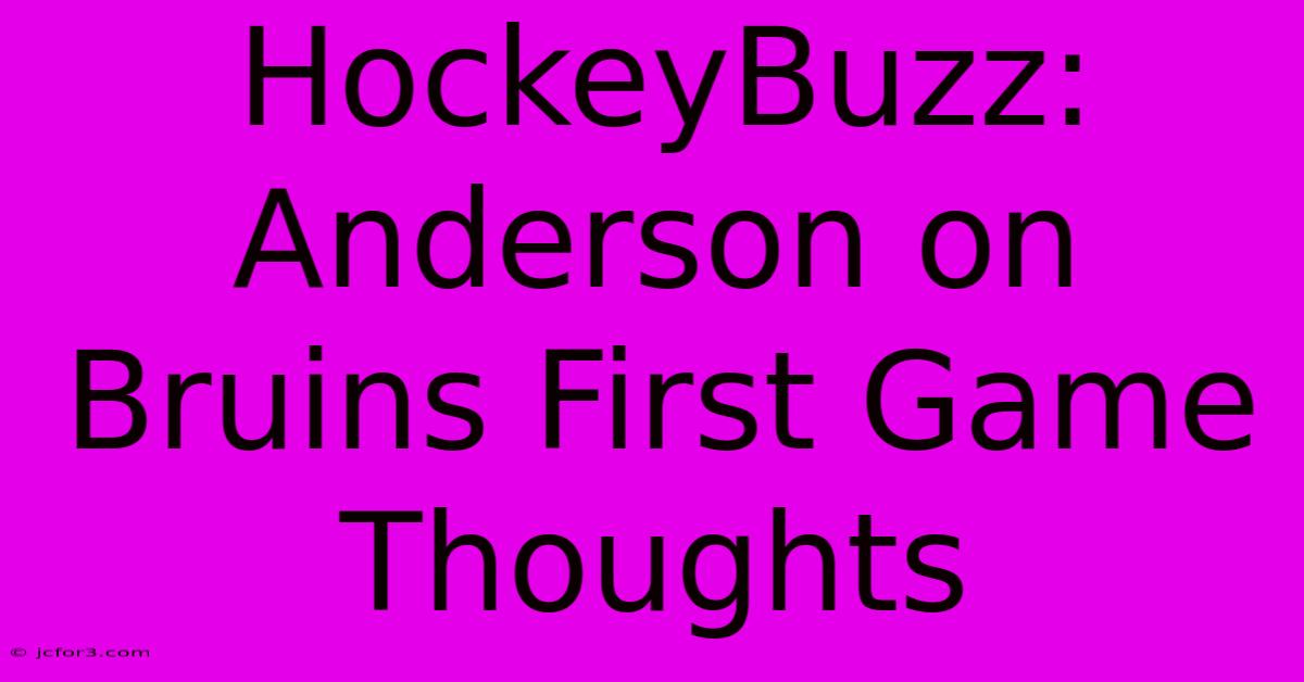 HockeyBuzz: Anderson On Bruins First Game Thoughts